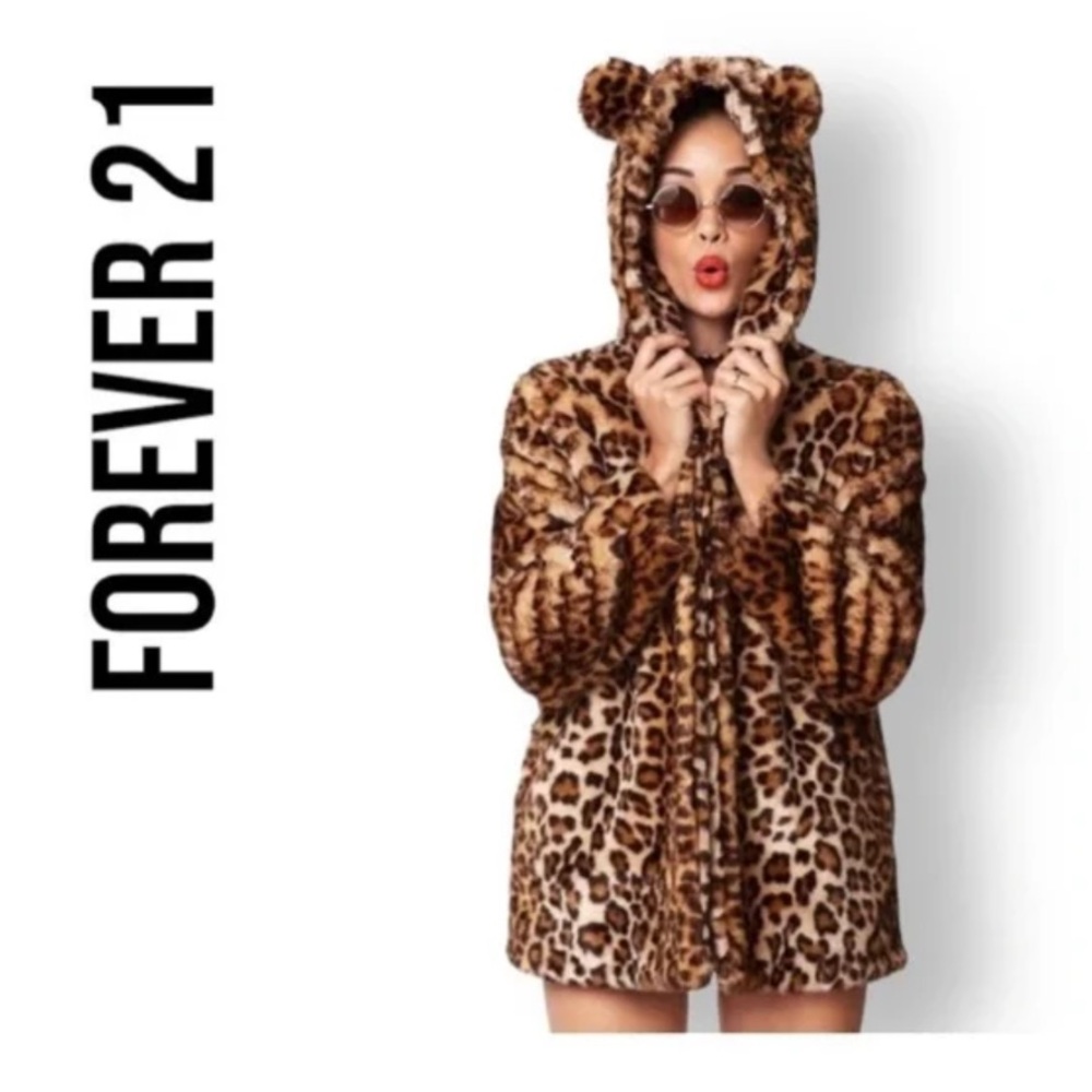 ❗️ISO❗️F21 faux fur hooded coat with ears